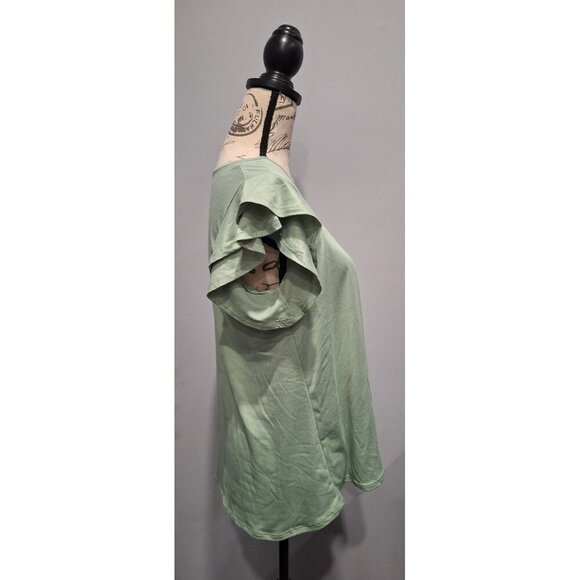 NWOT You & Me Green Short Sleeve Ruffle Top You & Me/Sz., S - Picture 3 of 7